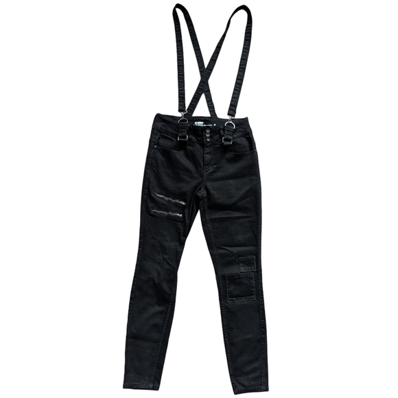 Hot Topic HT Denim Black Suspender Super Skinny Jeans Size 5 - Picture 3 of 12